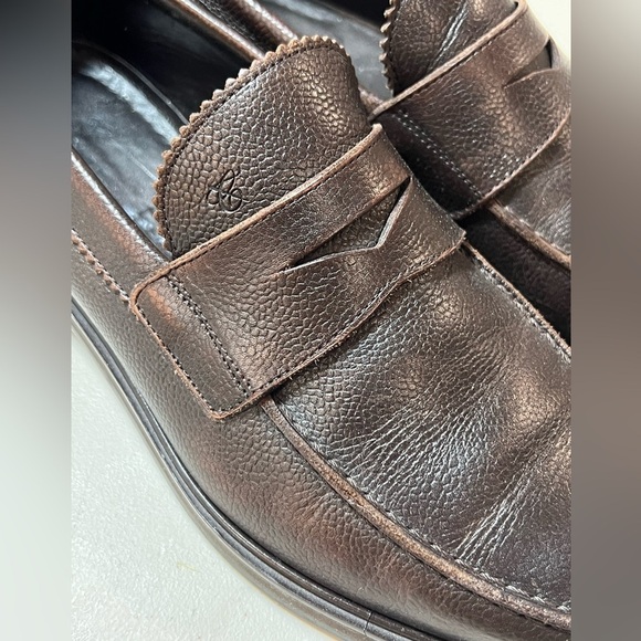 Canali Size 8 Pebble Brown Penny Loafers Genuine Leather Made in Italy Shoe - Picture 6 of 9